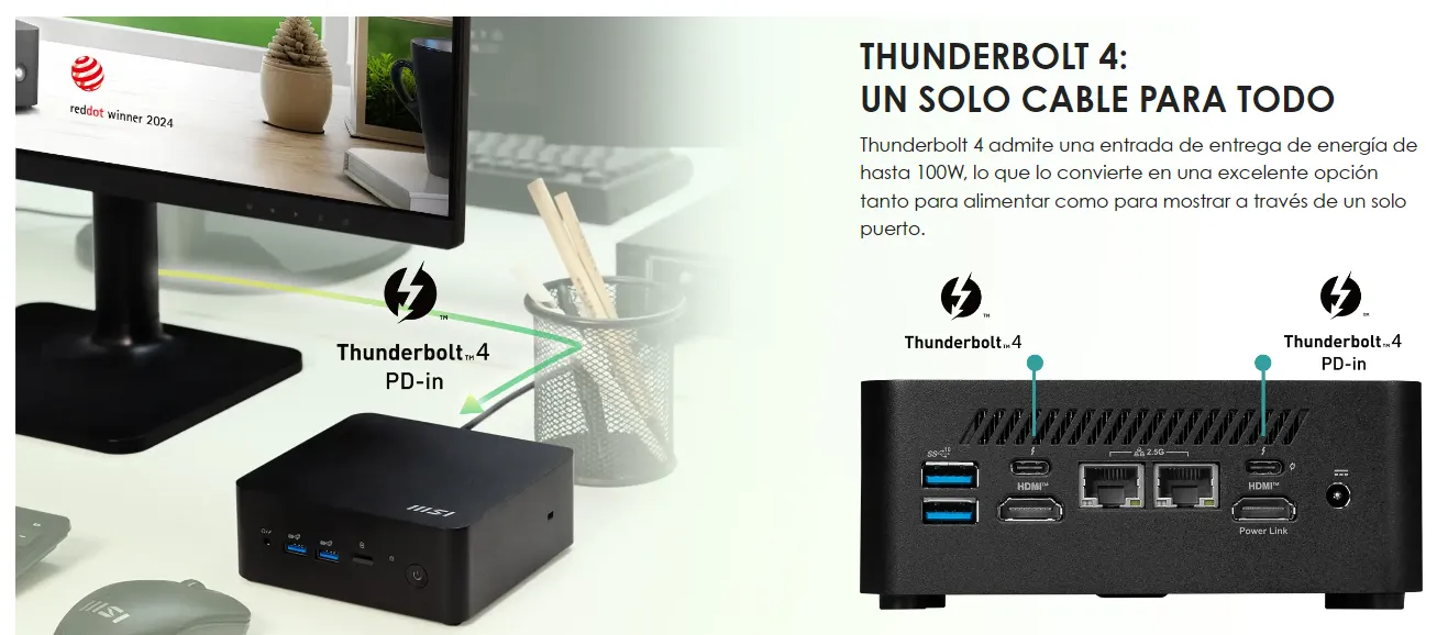 msi cubi 2025 Thunderbolt 4: Un solo cable para todo